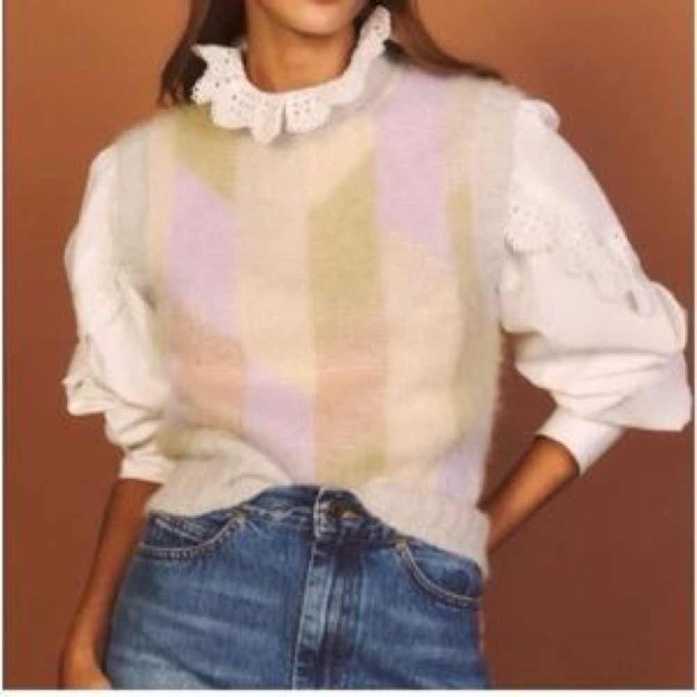 Sandro Mohair multi-colored sweater vest